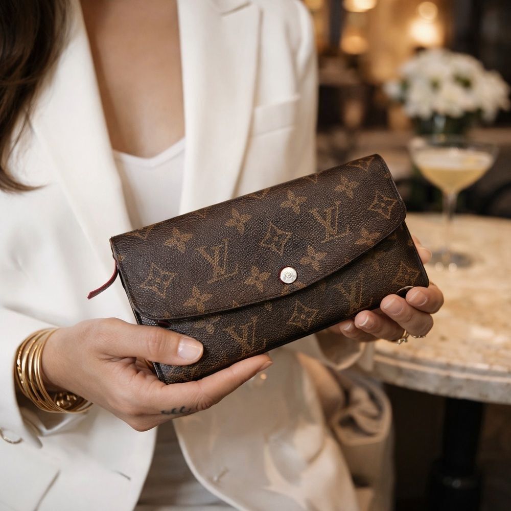 Louis Vuitton Monogram Portefeuille Emilie Long Bifold Wallet Made in Spain